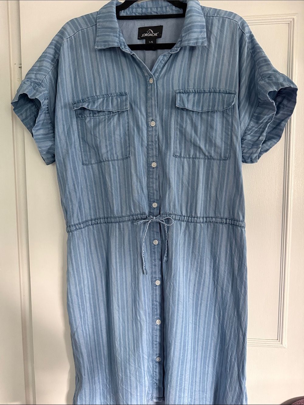 Jordache Light Blue Striped Shirt Dress